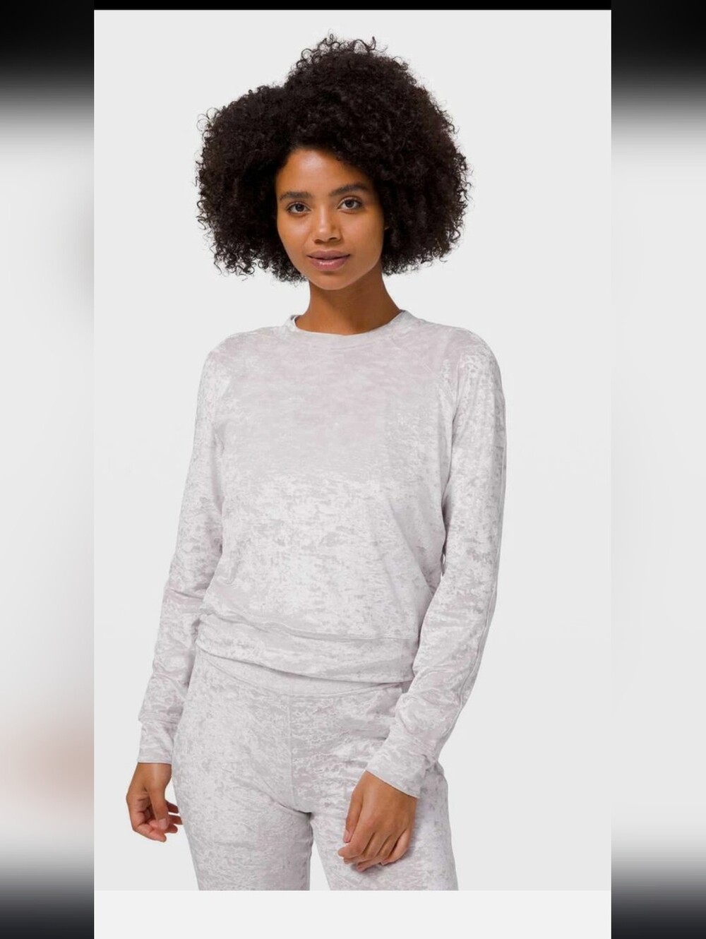 Lululemon Warm Down Crew Crushed Velvet Chrome20" pit to pit